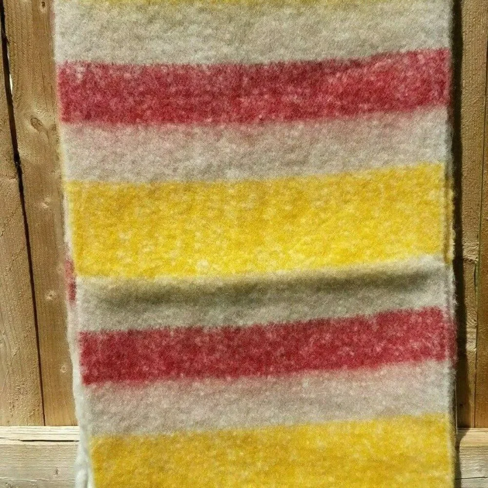 Yellow Red Scarf Winter Yellow Fringed Striped BIG 84